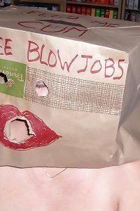 ginormous hoe Paper BAG Blowjob, Porker slurps my cum